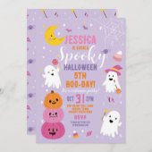 Halloween Verjaardag Meisjes Party Ghosts Paarse Kaart (Voorkant / Achterkant)