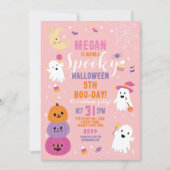 Halloween Verjaardag Meisjes Party Ghosts Pompoen Kaart (Voorkant)