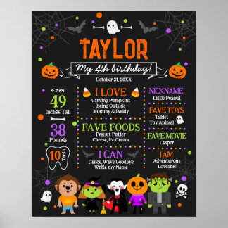 Halloween Verjaardag Milestone Poster elke leeftij