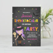 Halloween Verjaardag Nodig Heksenfeest uit Kaart (Staand voorkant)