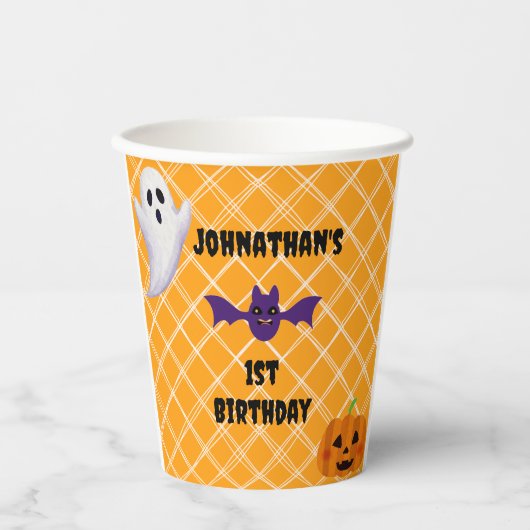 Halloween Verjaardag Papieren Cups w. Ghost Pumpki Papieren Bekers (Voorkant)