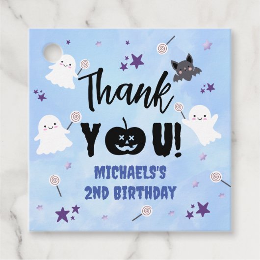 Halloween Verjaardag Party Boy Schattige Spooky Bl Bedankjes Labels (Voorkant)