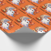 Halloween Verjaardag Personaliseer Naam Girly Ghos Cadeaupapier (Hoek)