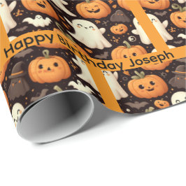 Halloween Verjaardag Personaliseer Naam Jongen of  Cadeaupapier