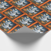 Halloween Verjaardag Personaliseer Naam Spooky Gho Cadeaupapier (Hoek)