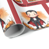 Halloween Verjaardag Personaliseer Naam Vampire Bo Cadeaupapier (Rol Hoek)