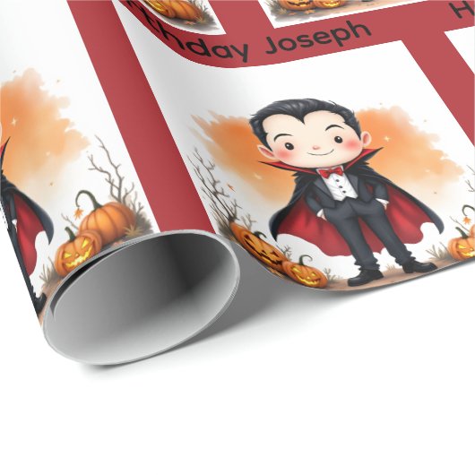 Halloween Verjaardag Personaliseer Naam Vampire Bo Cadeaupapier (Rol Hoek)