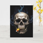 Halloween Verjaardag Roken Schedel Bijten Candy Co Kaart (Gele Bloem)