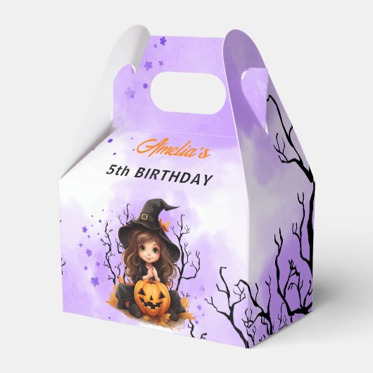 Halloween Verjaardag Schattige Kleine Heks Kleine Bedankdoosjes (Voorkant Zijde)