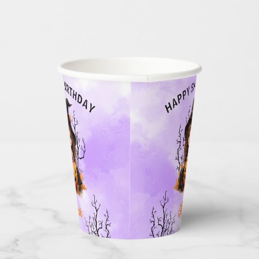 Halloween Verjaardag Schattigee Kleine Heksendocum Papieren Bekers (Rechts)