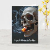 Halloween Verjaardag Schedel bijten Candy Corn Kaart (Gele Bloem)