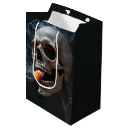 Halloween Verjaardag Schedel Roken Een Candy Corn Medium Cadeauzakje