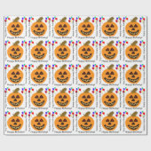 Halloween Verjaardag Sinaasappel Pompoen Cadeaupapier (Vlak)