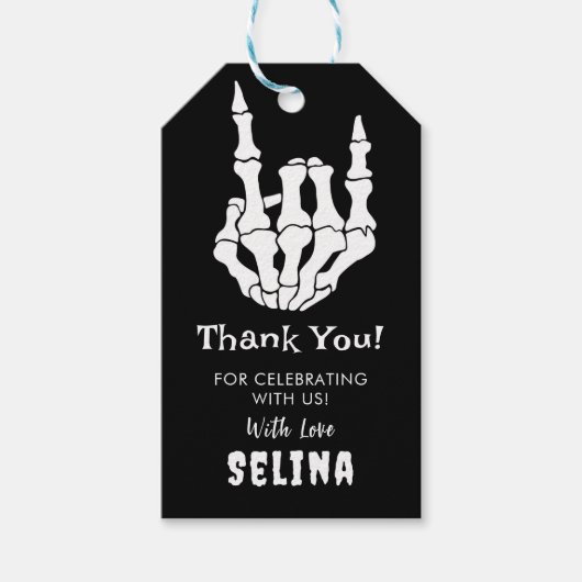 Halloween Verjaardag Skelet Halloween Cadeaulabel (Voorkant)