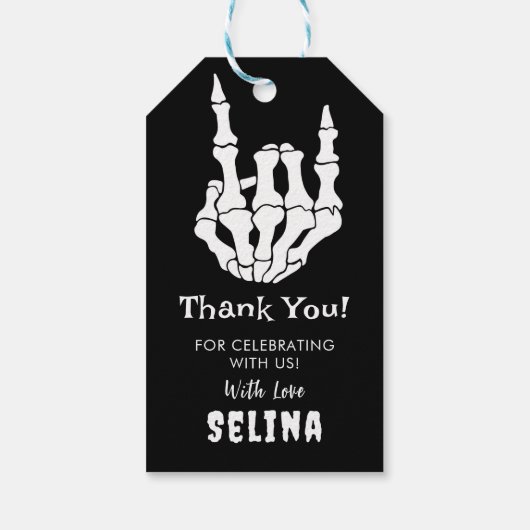 Halloween Verjaardag Skelet Halloween Cadeaulabel (Achterkant)