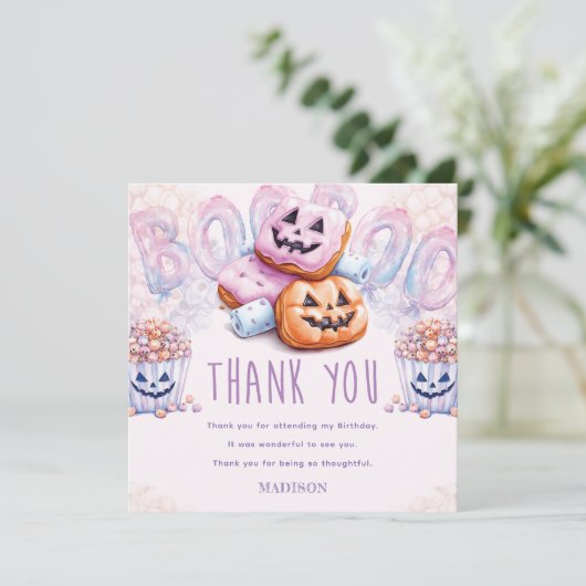 Halloween Verjaardag Sleepover Bedankkaart (Staand voorkant)