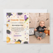 Halloween Verjaardag Spooktacular Foto Bedankkaart (Voorkant)