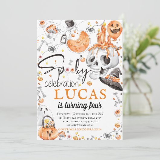 Halloween verjaardag Spooky Celebration Kaart (Staand voorkant)