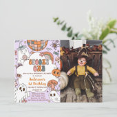 Halloween Verjaardag Spooky One Party Foto Kaart (Staand voorkant)