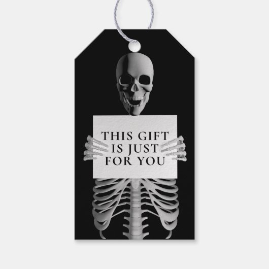Halloween Verjaardag Spooky Skelet Custom Zwart Cadeaulabel (Voorkant)