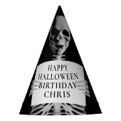 Halloween Verjaardag Spooky Skelet Custom Zwart Feesthoedjes (Voorkant)