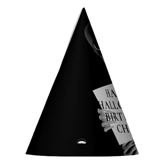 Halloween Verjaardag Spooky Skelet Custom Zwart Feesthoedjes (Links)