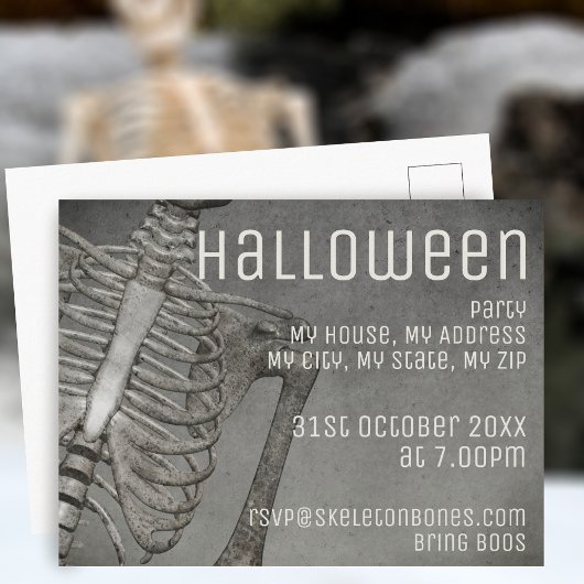 Halloween Verjaardag Spooky Skelet Party Briefkaart