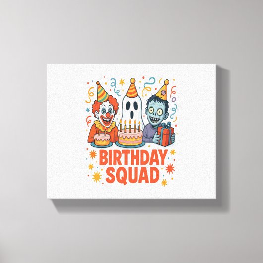 Halloween Verjaardag Squad Creepy Clown Ghost Zomb Canvas Afdruk (Voorkant)