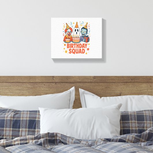 Halloween Verjaardag Squad Creepy Clown Ghost Zomb Canvas Afdruk (Insitu (Slaapkamer))