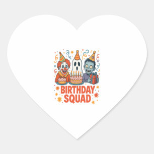 Halloween Verjaardag Squad Creepy Clown Ghost Zomb Hart Sticker