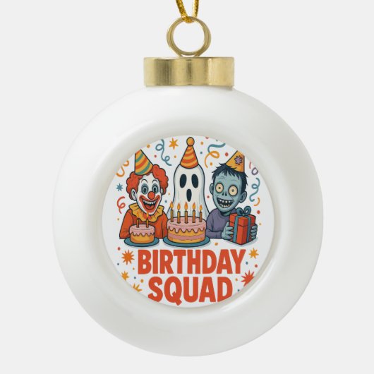 Halloween Verjaardag Squad Creepy Clown Ghost Zomb Keramische Bal Ornament (Voorkant)