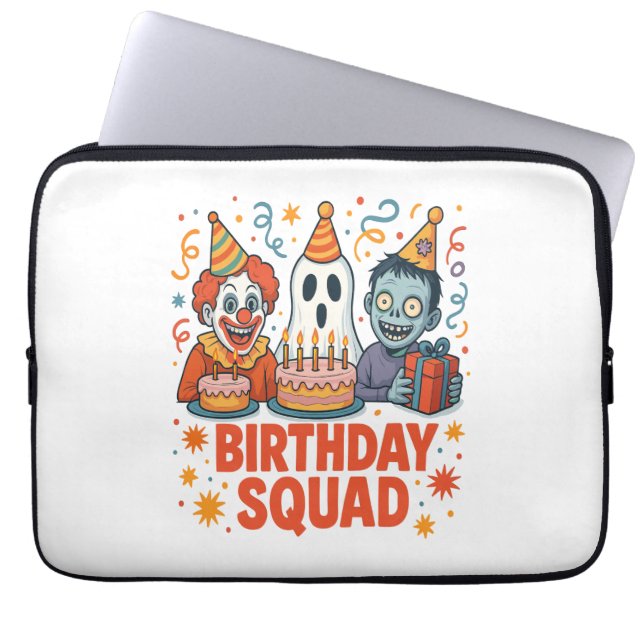 Halloween Verjaardag Squad Creepy Clown Ghost Zomb Laptop Sleeve (Voorkant)