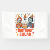 Halloween Verjaardag Squad Creepy Clown Ghost Zomb Spandoek (Horizontaal)