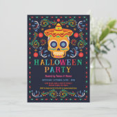 Halloween Verjaardag Sugar Skull Fiesta Mexicaans Kaart (Staand voorkant)