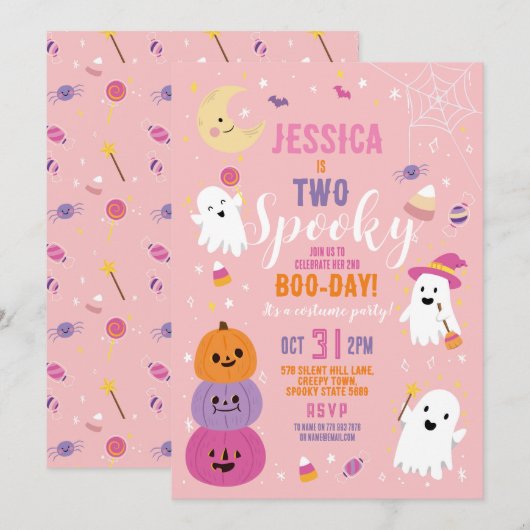 Halloween Verjaardag TWEE Meisjes Party Geesten Po Kaart (Voorkant / Achterkant)