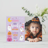 Halloween Verjaardag Twee Meisjes Party Ghosts Fot Kaart (Staand voorkant)