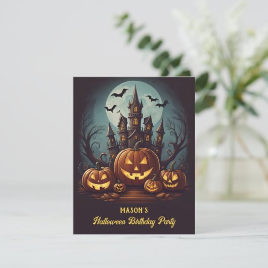 Halloween verjaardag uitnodiging (Staand voorkant)