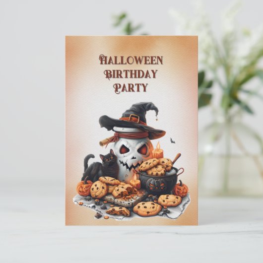 Halloween verjaardag uitnodiging 8 jaar oud (Staand voorkant)