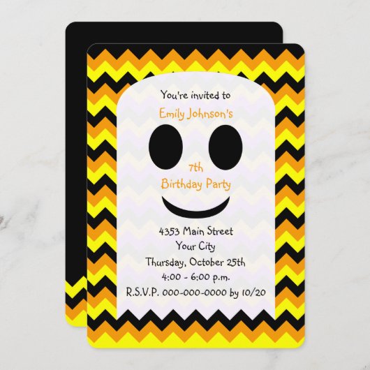 Halloween Verjaardag Uitnodiging Ghost (Voorkant / Achterkant)