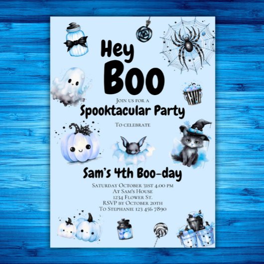 Halloween Verjaardag Uitnodiging Jongens Hey Boo S