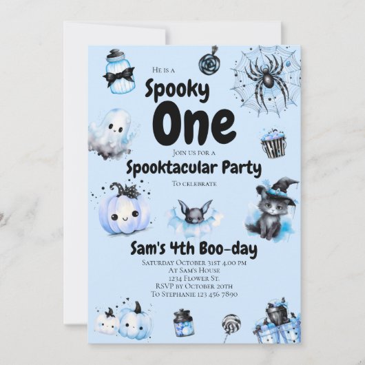 Halloween Verjaardag Uitnodiging Jongens Spooky On (Voorkant)