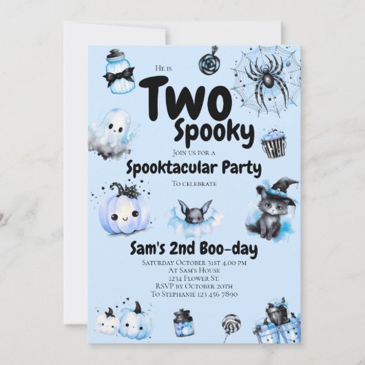Halloween Verjaardag Uitnodiging Jongens Twee Spoo (Voorkant)