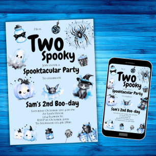 Halloween Verjaardag Uitnodiging Jongens Twee Spoo