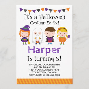 Halloween verjaardag Uitnodiging, Kostuumfeest Kaart