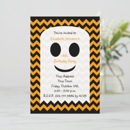 Halloween Verjaardag Uitnodiging Party Ghost (Staand voorkant)