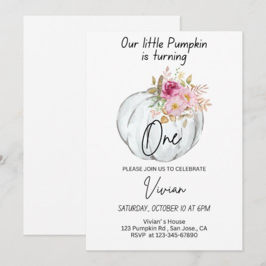 Halloween Verjaardag Uitnodiging Pompoen Uitnodige (Voorkant / Achterkant)