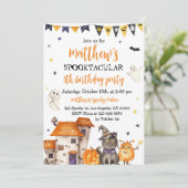 Halloween Verjaardag Uitnodiging Spooky Kostuum Pa (Staand voorkant)