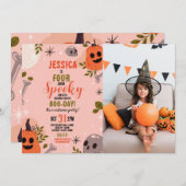 Halloween Verjaardag VIERever 4e Meisjes Party Fot Kaart (Voorkant / Achterkant)