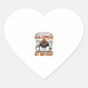 Halloween Verjaardag Vintage Pompoen Feest Design_ Hart Sticker