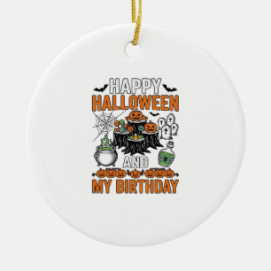Halloween Verjaardag Vintage Pompoen Feest Design_ Keramisch Ornament